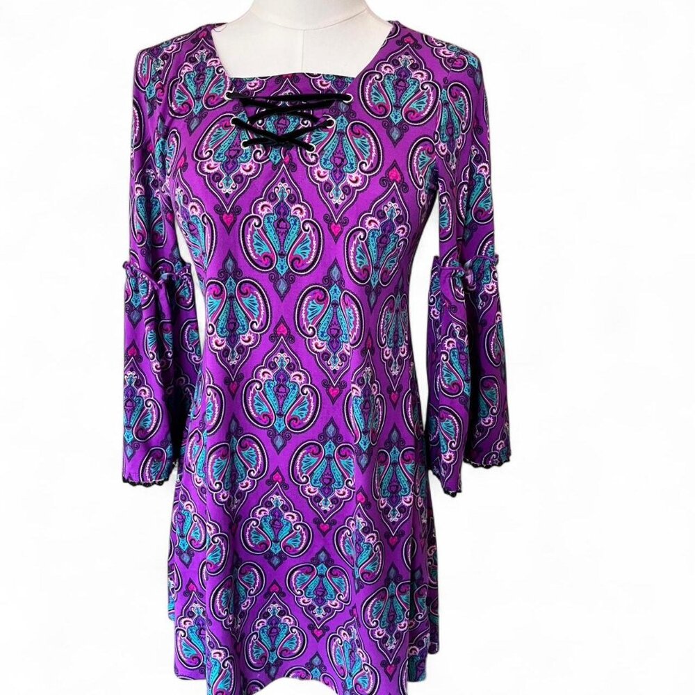 D-Signed Purple paisley bell sleeve top/dress